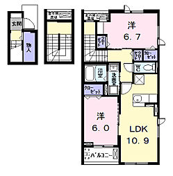 クレール・アンジュII 2LDKの間取図画像