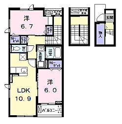 クレール・アンジュII 2LDKの間取図画像
