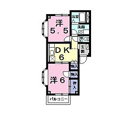 パークヒルズ札木A 2DKの間取図画像