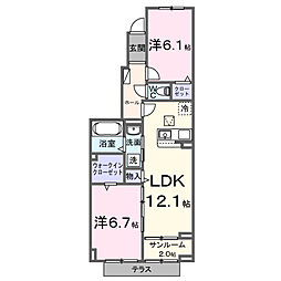 ロータス水巻1 2LDKの間取図画像