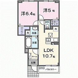 アルソラーレI 2LDKの間取図画像