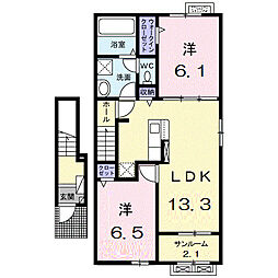 ラ ルミエール 2LDKの間取図画像