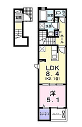フォンターナ・ガルボII 1LDKの間取図画像