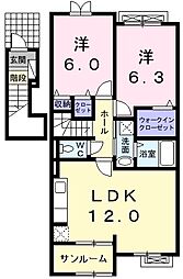 ネオブルック 2LDKの間取図画像