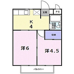 Aカントリーハイツ 2Kの間取図画像