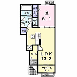 向日葵 1 1LDKの間取図画像