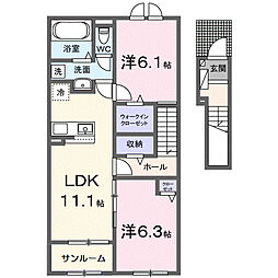 メゾン ド ソアレI 2LDKの間取図画像