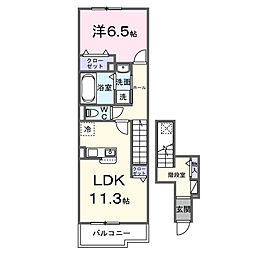 アッシャー 1LDKの間取図画像