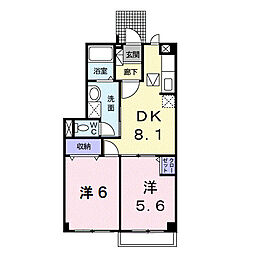 ア・ラ・モードB 2DKの間取図画像