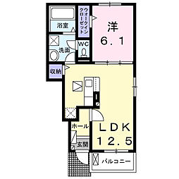 ヒルズサンリット 1LDKの間取図画像