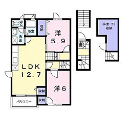 ラ・グランデ杉1 2LDKの間取図画像