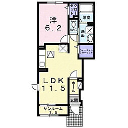 カーサフロイデ 1LDKの間取図画像