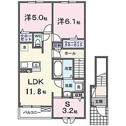 岸町2丁目アパート(028587301) 3LDKの間取図画像