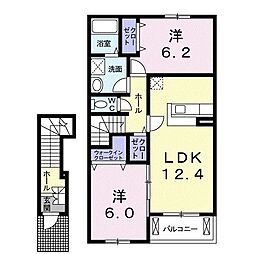 タウンヒルズ1 2LDKの間取図画像
