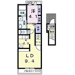 エメロード北竜王B 1LDKの間取図画像