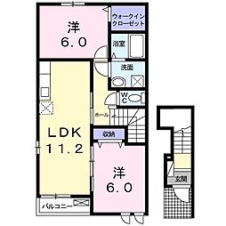 メゾンドK2 2LDKの間取図画像