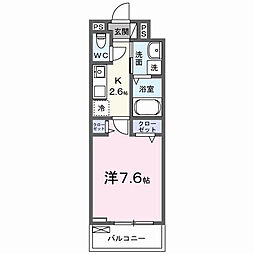 相模原市中央区相模原7丁目アパート 1Kの間取図画像