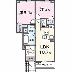 富竹新田アパート(028367401) 2LDKの間取図画像