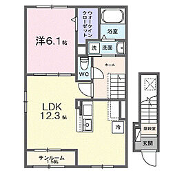 シリウス 1LDKの間取図画像