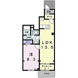 ブランデュール仰木の里1 1LDKの間取図画像