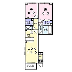 グランディール 2LDKの間取図画像