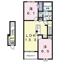 メゾン・ド・ソレイユI 2LDKの間取図画像