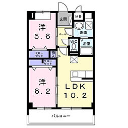 ミウ・ヴィーヴル 2LDKの間取図画像