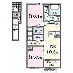 ベル パトリ B 2LDKの間取図画像