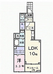 ヒカルサ清水本町 1LDKの間取図画像