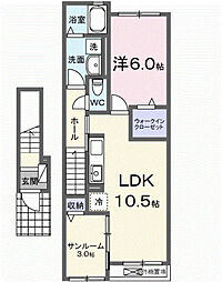 シエル 1LDKの間取図画像
