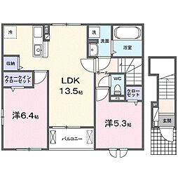 ディアコート日野台 2LDKの間取図画像