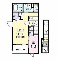 ブリュームIII 1LDKの間取図画像