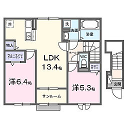 コンフィ 2LDKの間取図画像