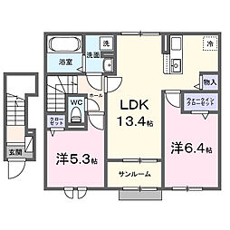 コンフィ 2LDKの間取図画像