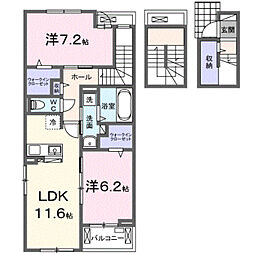 ベル・ファミーユ 2LDKの間取図画像