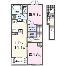 ハピネスVI 2LDKの間取図画像