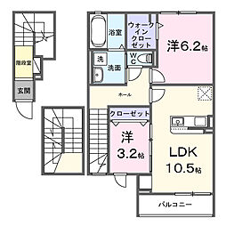 ベル・コリーヌII 2LDKの間取図画像