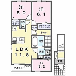カレント レジデンス 下増田I 2LDKの間取図画像