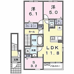 カレント レジデンス 下増田I 2LDKの間取図画像