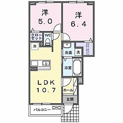 カレント レジデンス 下増田II 2LDKの間取図画像