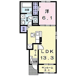 オリザ A 1LDKの間取図画像