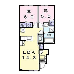 カーサ ルーナ 2LDKの間取図画像