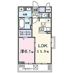 ヒカルサ東加古川 1LDKの間取図画像