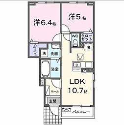 クラール倉治E 2LDKの間取図画像