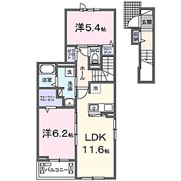 ボヌール・ド・コルザ 2LDKの間取図画像