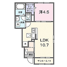 ビオラ徳山 1LDKの間取図画像
