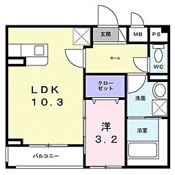 メゾン・ド・K 天神川 1LDKの間取図画像