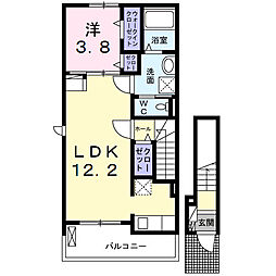レコンフォール・K 1LDKの間取図画像