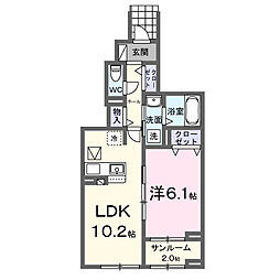 セントラルガーデンハウス 1LDKの間取図画像
