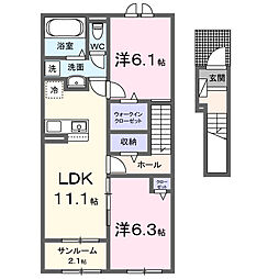 気高町北浜2丁目アパート(028682401) 2LDKの間取図画像